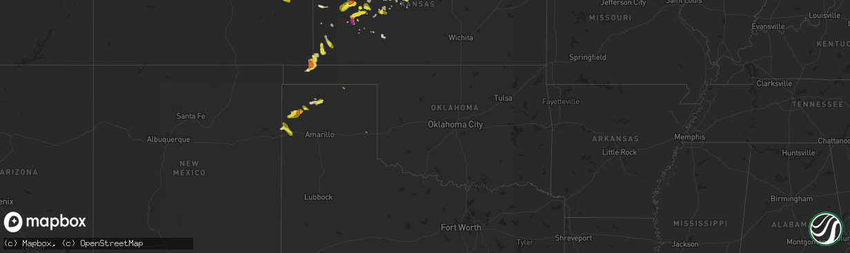 Hail map in Oklahoma on June 22, 2017