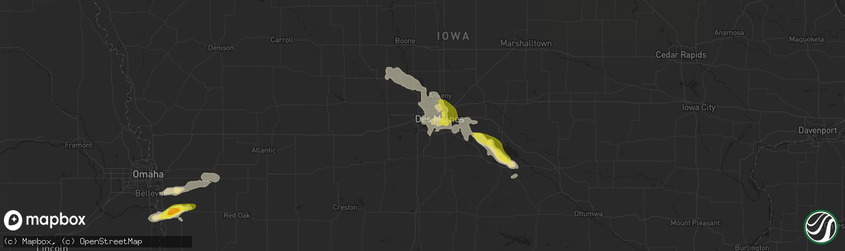 Hail map in West Des Moines, IA on June 22, 2017