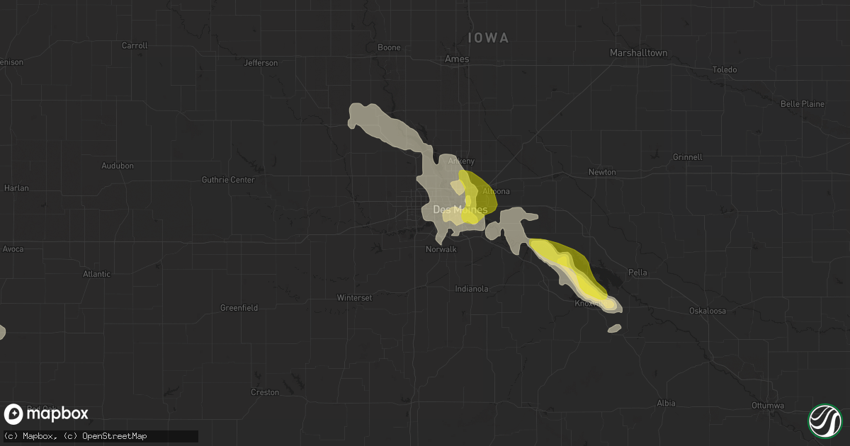 Hail map in West Des Moines, IA on June 22, 2017