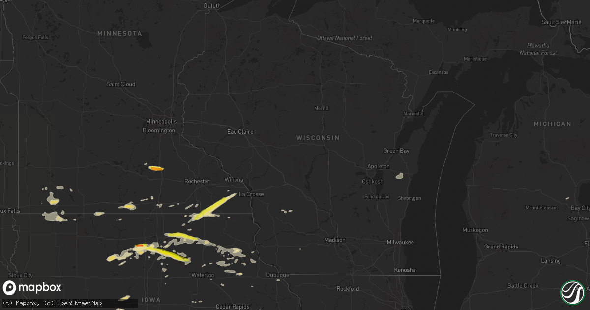 Hail map in Wisconsin on June 22, 2017