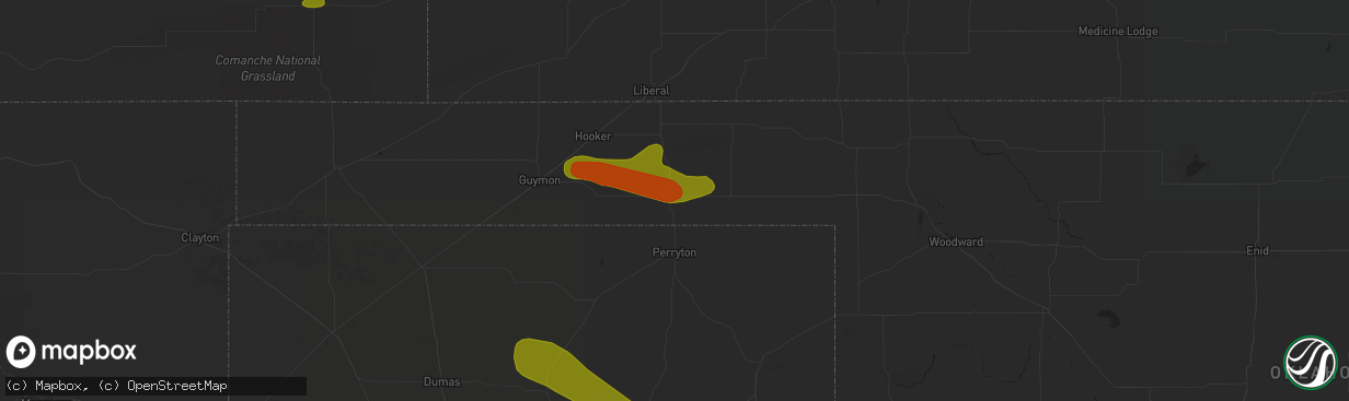 Hail map in Balko, OK on June 22, 2018