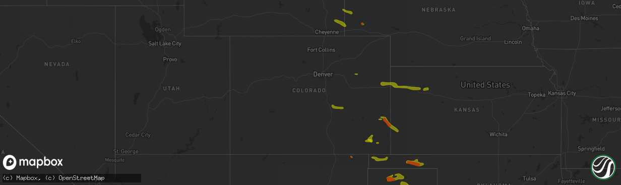 Hail map in Colorado on June 22, 2018