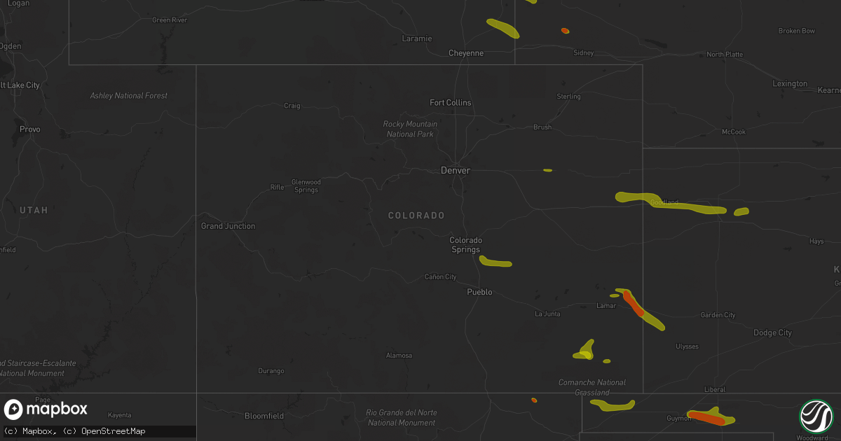 Hail map in Colorado on June 22, 2018