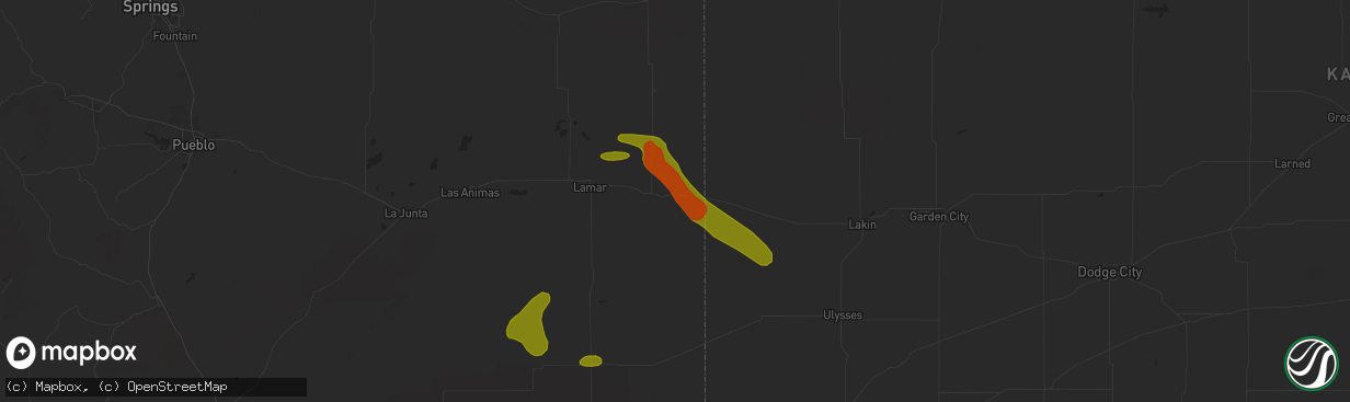 Hail map in Holly, CO on June 22, 2018