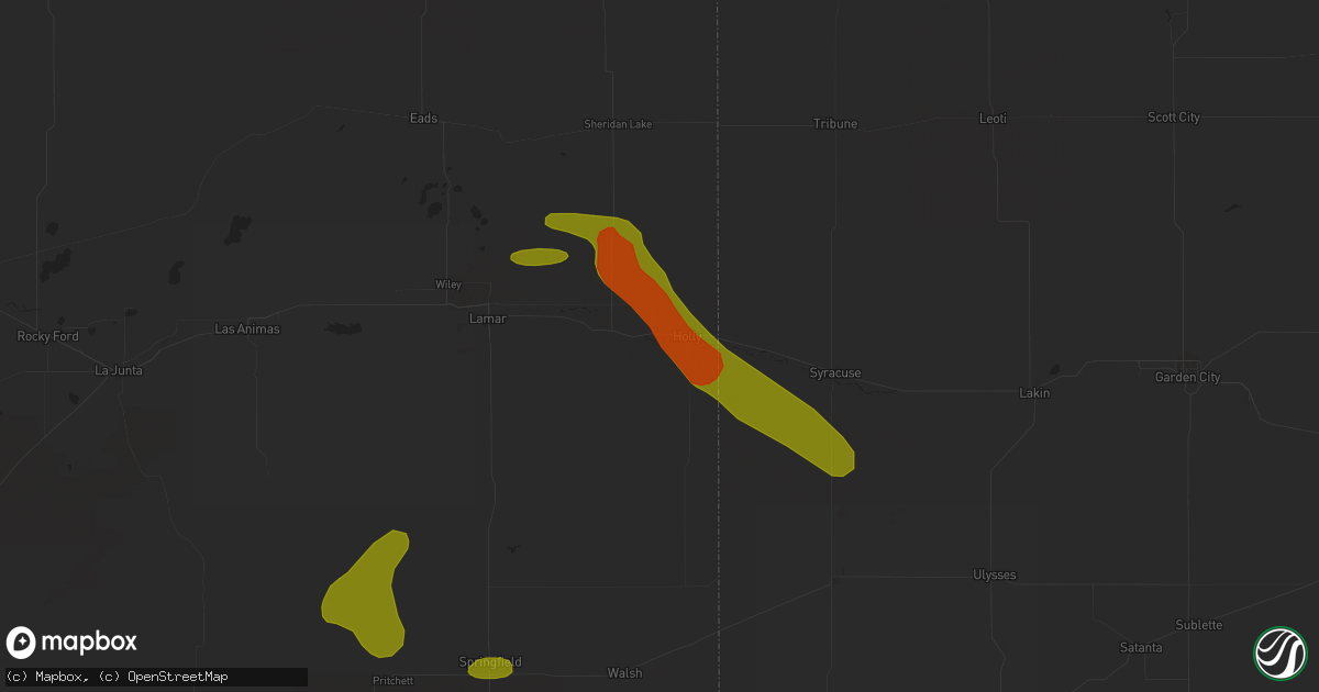 Hail map in Holly, CO on June 22, 2018