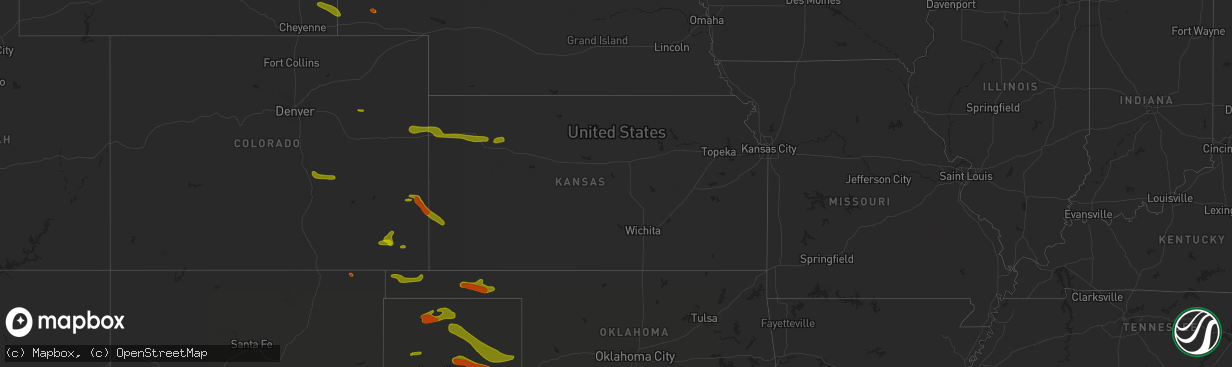 Hail map in Kansas on June 22, 2018