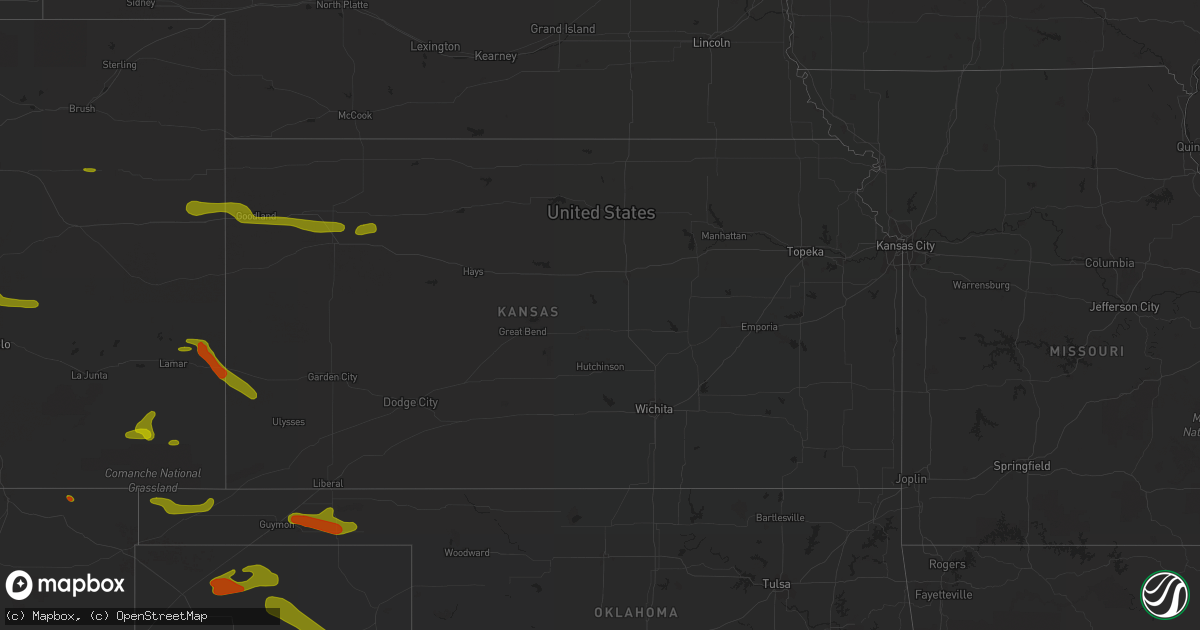 Hail map in Kansas on June 22, 2018