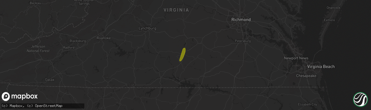 Hail map in Keysville, VA on June 22, 2018