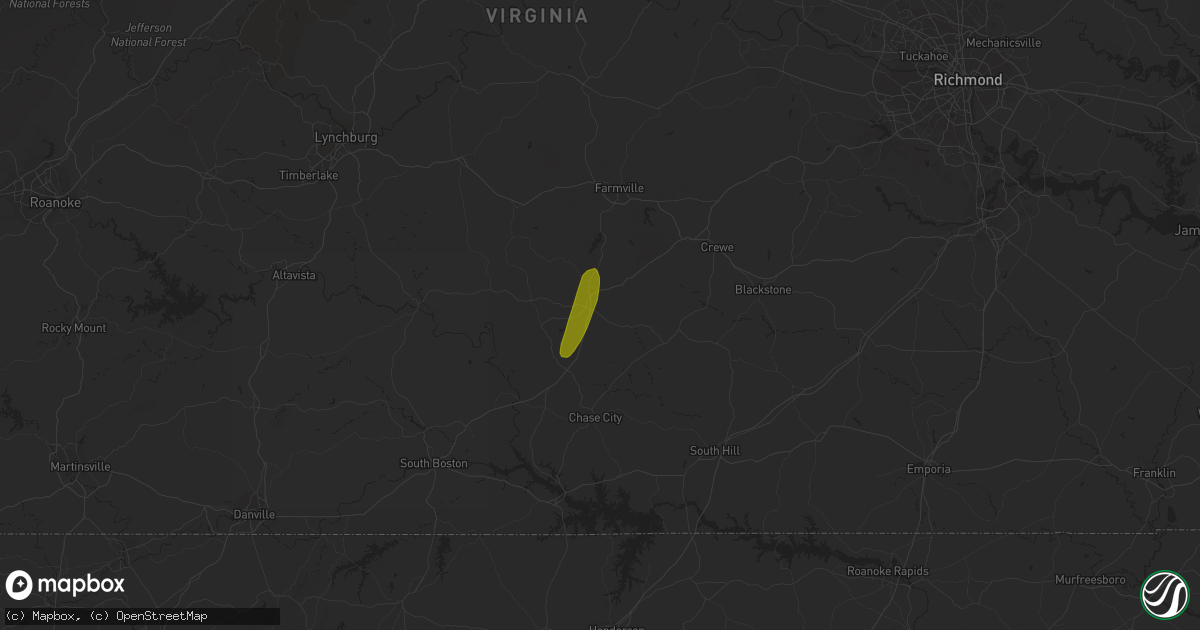 Hail map in Keysville, VA on June 22, 2018