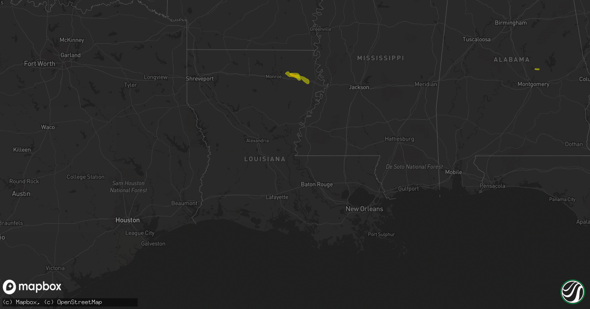 Hail map in Louisiana on June 22, 2018