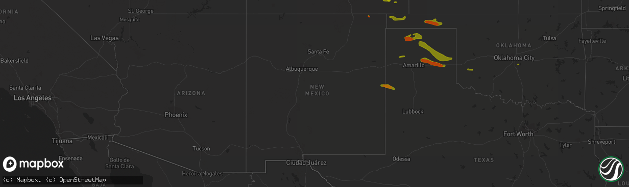 Hail map in New Mexico on June 22, 2018