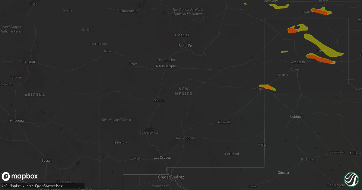 Hail map in New Mexico on June 22, 2018