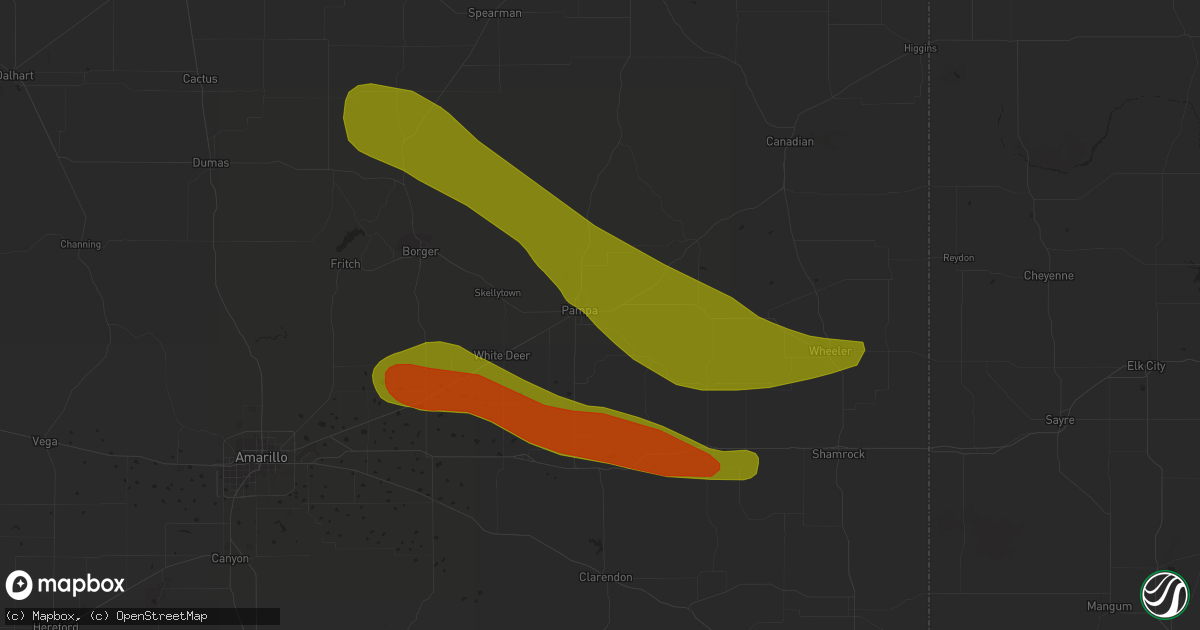 Hail map in Pampa, TX on June 22, 2018