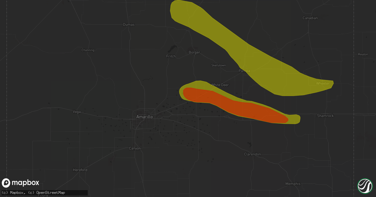 Hail map in Panhandle, TX on June 22, 2018