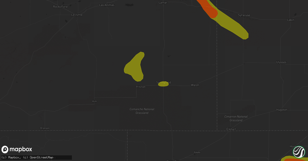 Hail map in Springfield, CO on June 22, 2018
