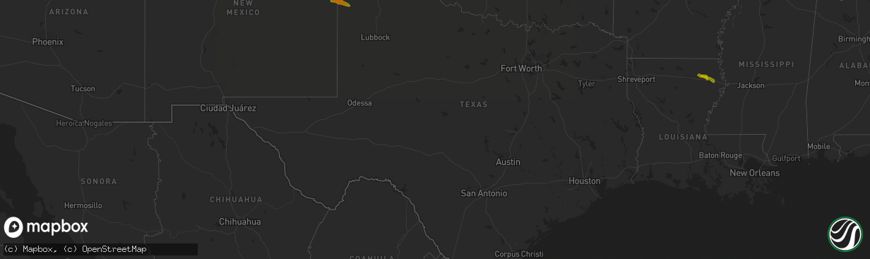 Hail map in Texas on June 22, 2018