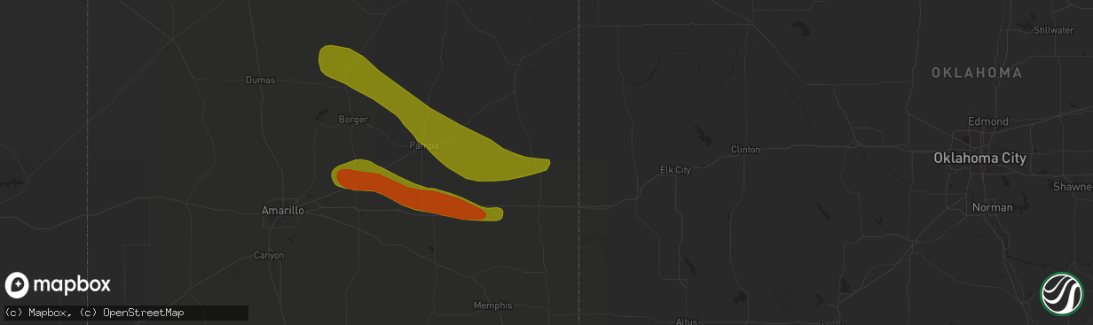 Hail map in Wheeler, TX on June 22, 2018