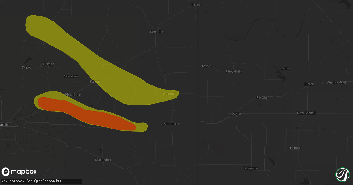 Hail map in Wheeler, TX on June 22, 2018