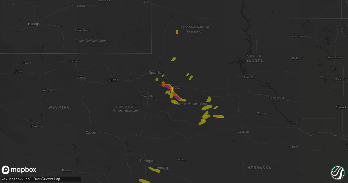 Hail map on June 22, 2018