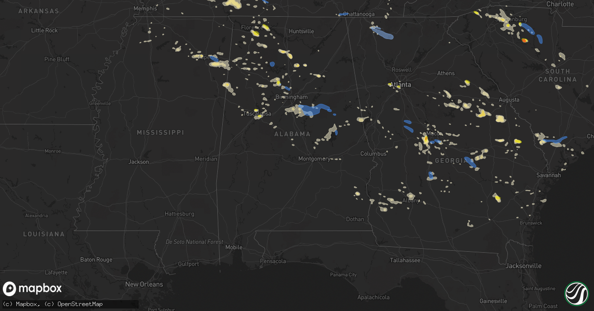 Hail map in Alabama on June 22, 2019