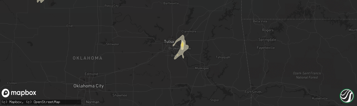 Hail map in Broken Arrow, OK on June 22, 2019