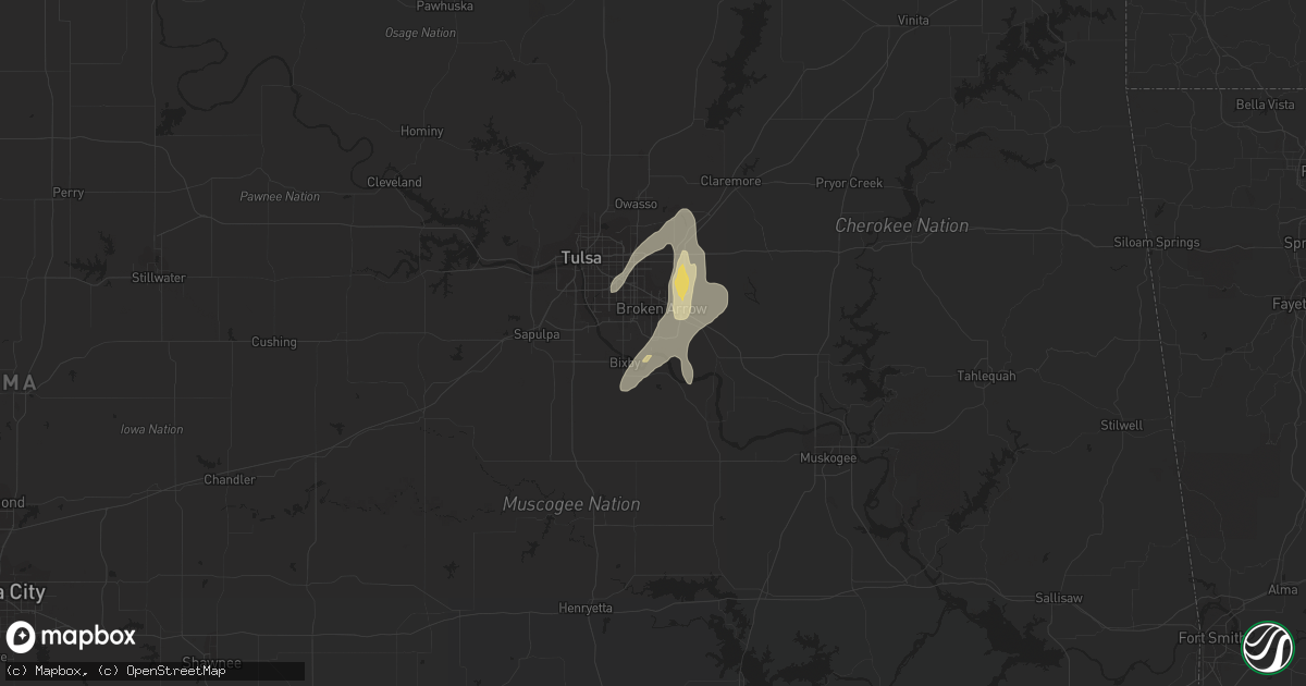 Hail map in Broken Arrow, OK on June 22, 2019