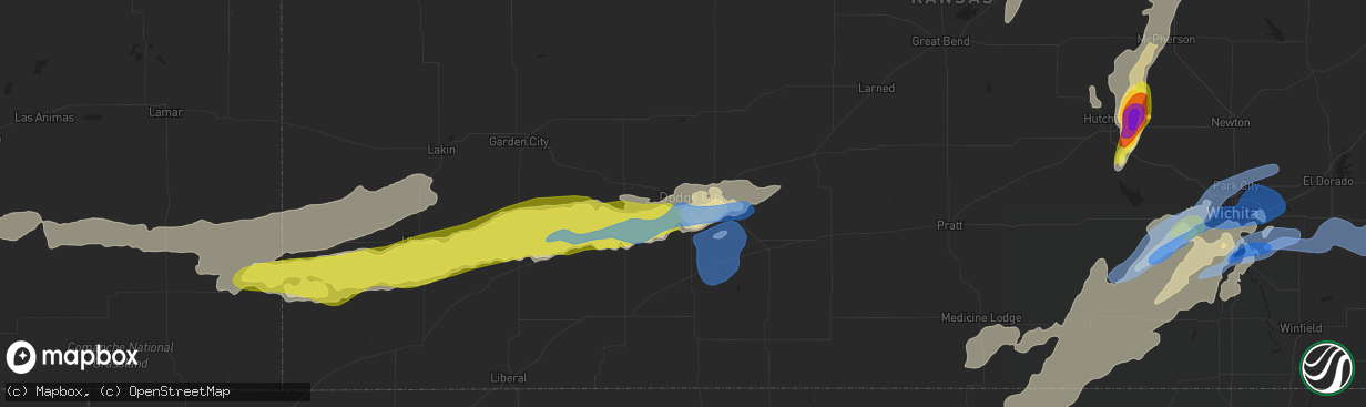 Hail map in Dodge City, KS on June 22, 2019