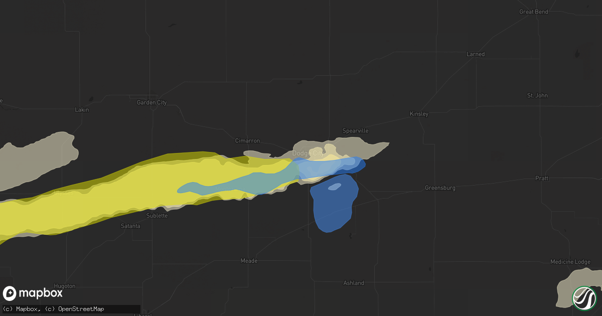 Hail map in Dodge City, KS on June 22, 2019
