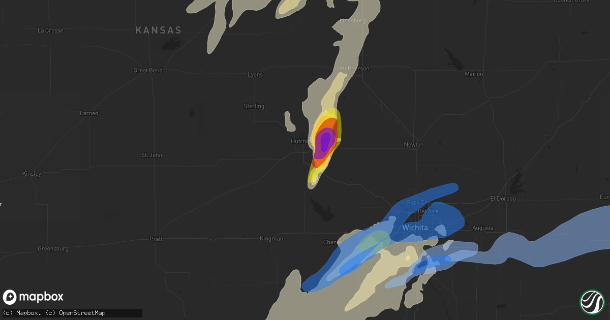 Hail map in Hutchinson, KS on June 22, 2019