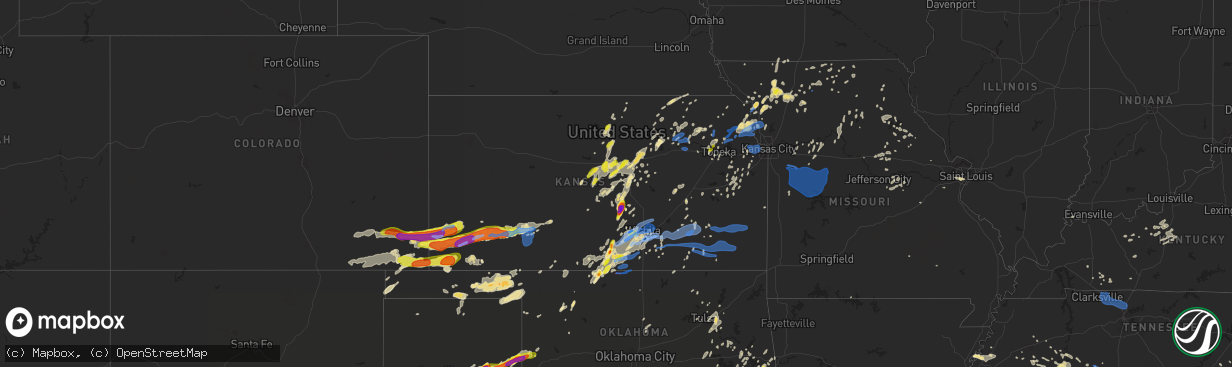 Hail map in Kansas on June 22, 2019