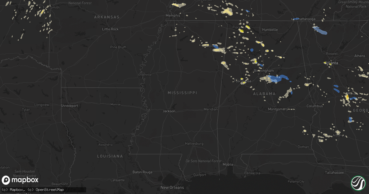 Hail map in Mississippi on June 22, 2019