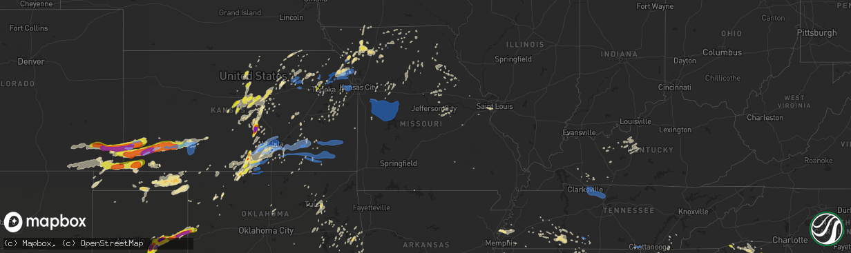 Hail map in Missouri on June 22, 2019