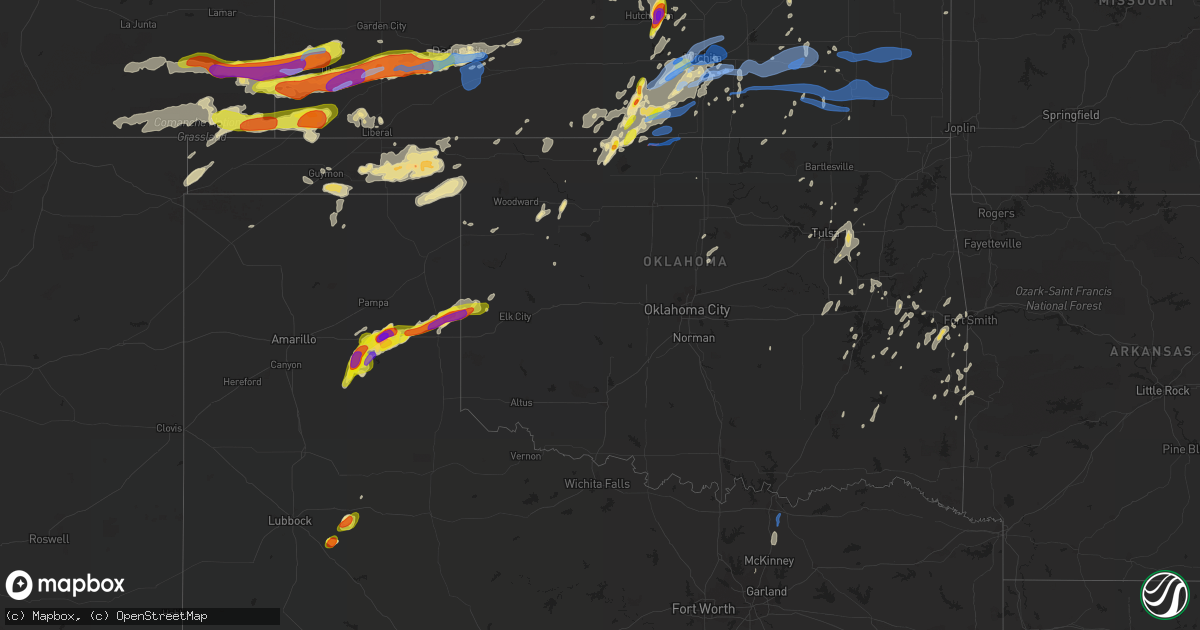 Hail map in Oklahoma on June 22, 2019