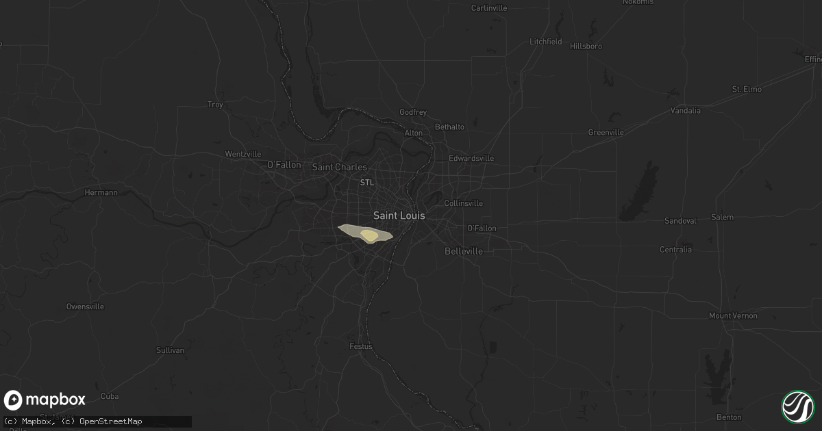 Hail map in Saint Louis, MO on June 22, 2019