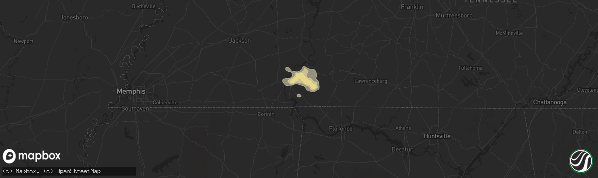 Hail map in Savannah, TN on June 22, 2019