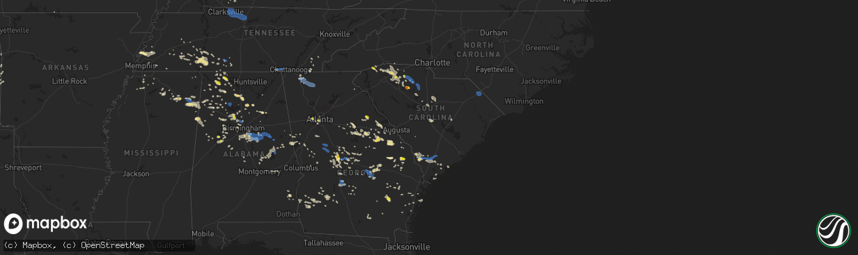 Hail map in South Carolina on June 22, 2019