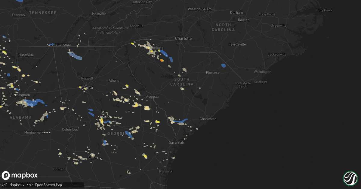 Hail map in South Carolina on June 22, 2019