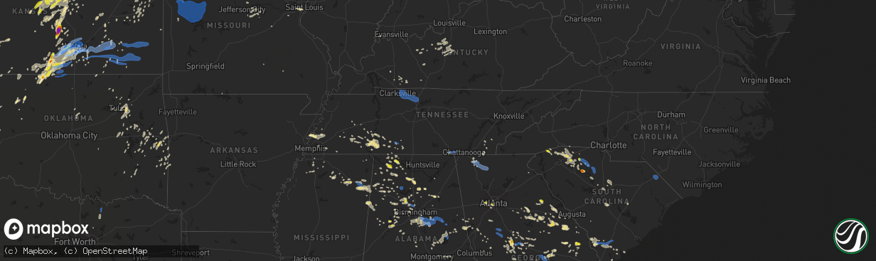 Hail map in Tennessee on June 22, 2019