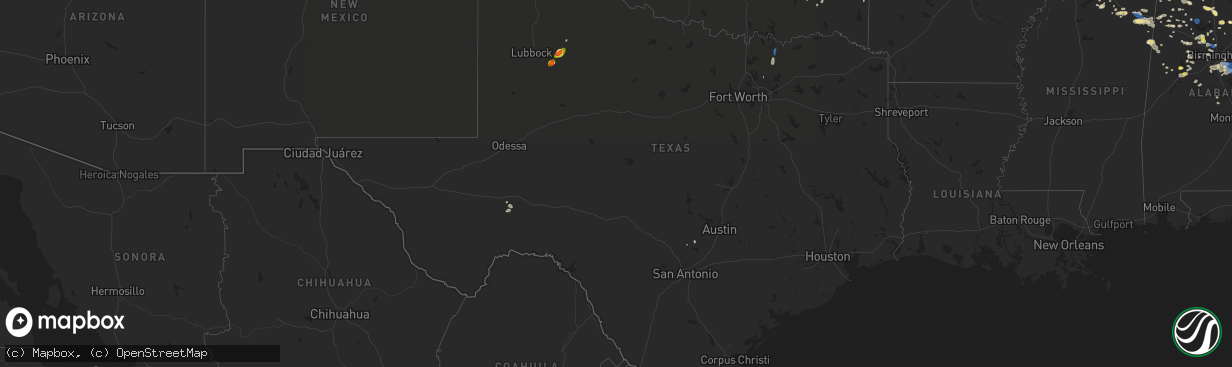 Hail map in Texas on June 22, 2019