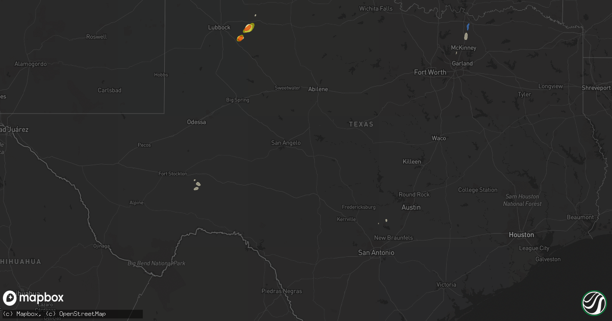 Hail map in Texas on June 22, 2019