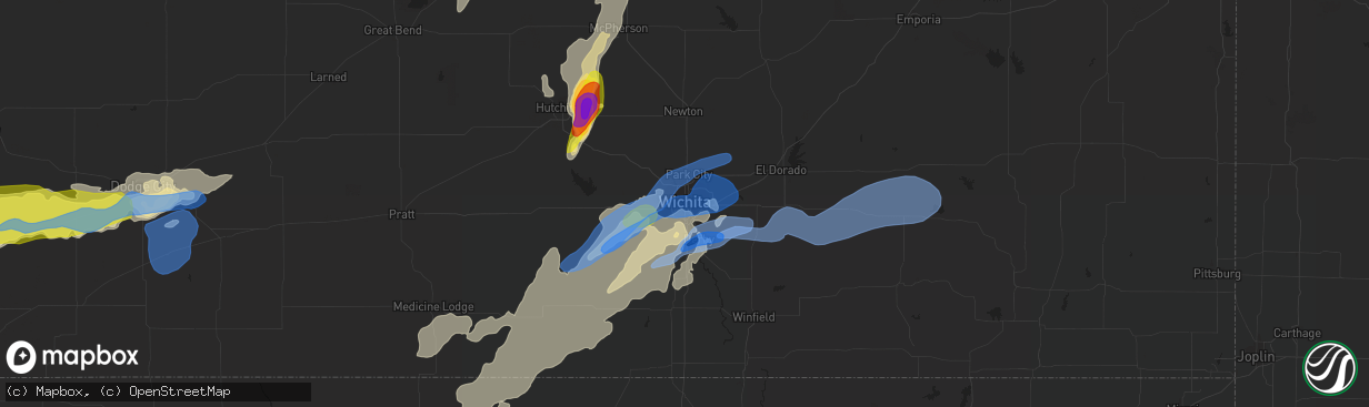 Hail map in Wichita, KS on June 22, 2019