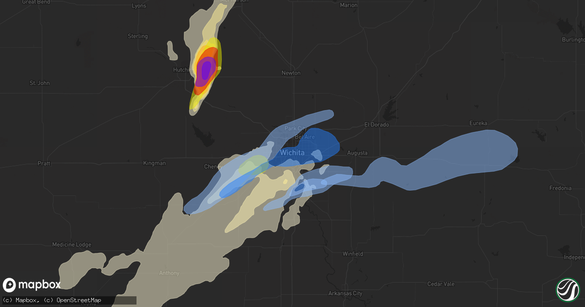 Hail map in Wichita, KS on June 22, 2019