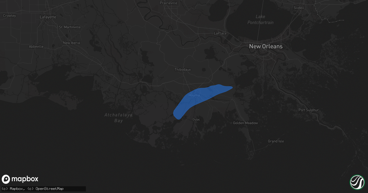 Hail map in Houma, LA on June 22, 2020