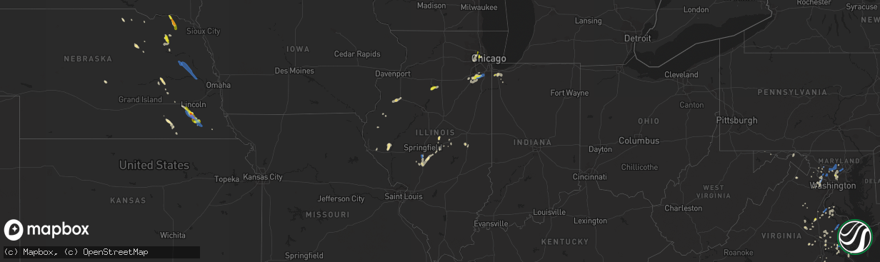 Hail map in Illinois on June 22, 2020
