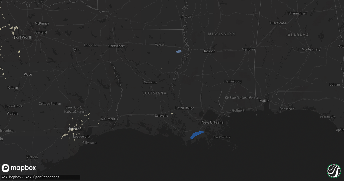 Hail map in Louisiana on June 22, 2020