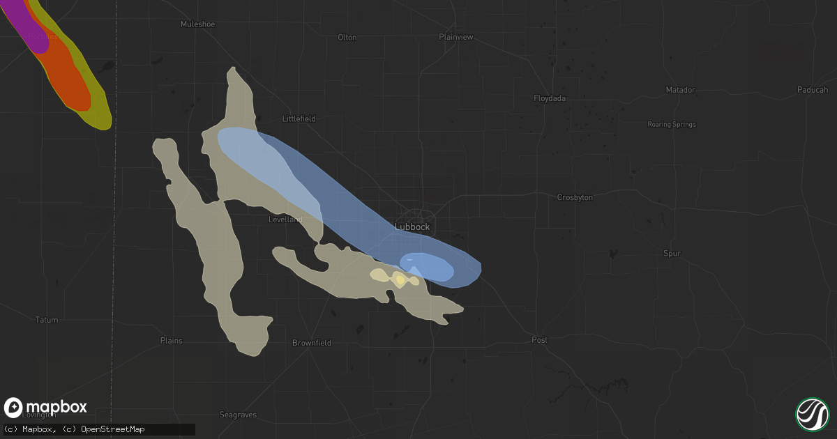 Hail map in Lubbock, TX on June 22, 2020