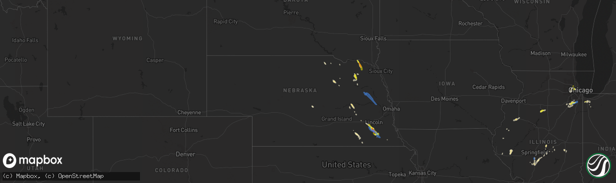 Hail map in Nebraska on June 22, 2020