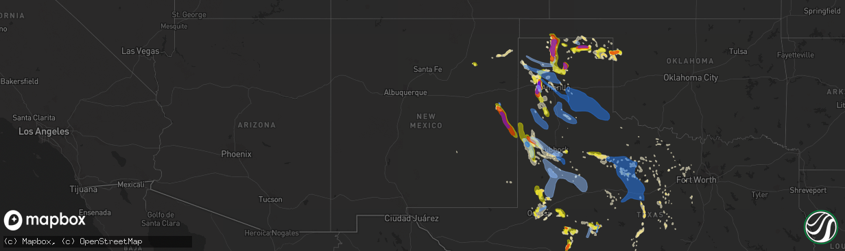 Hail map in New Mexico on June 22, 2020
