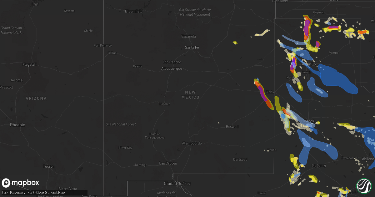 Hail map in New Mexico on June 22, 2020