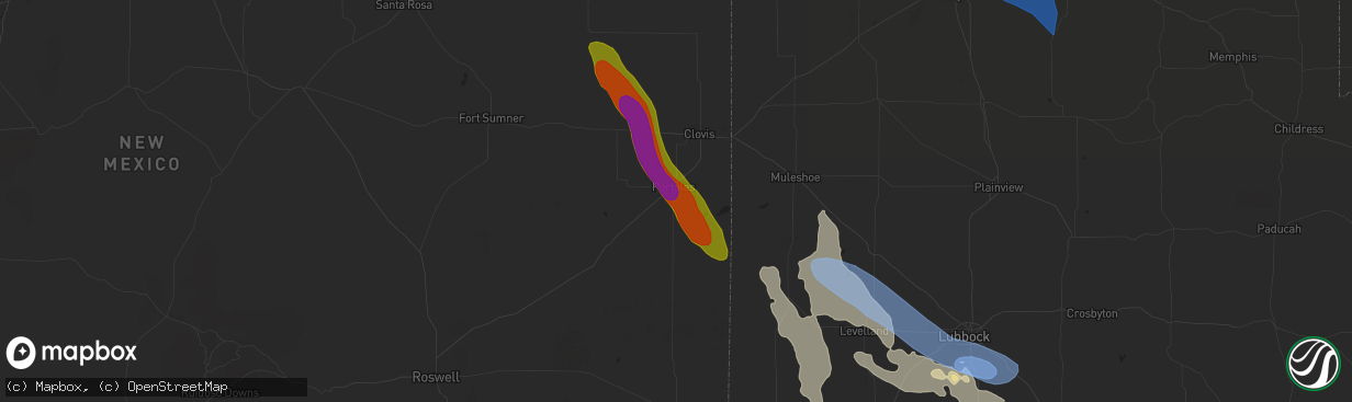 Hail map in Portales, NM on June 22, 2020